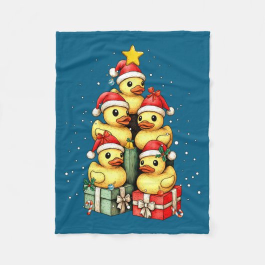 Cute Rubber Ducks Le Duckie Christmas Tree Xmas Ha フリースブランケット (正面)