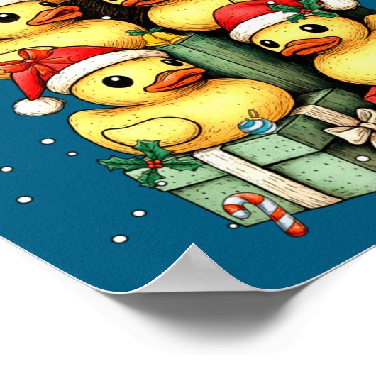 Cute Rubber Ducks Le Duckie Christmas Tree Xmas Ha ポスター (角)