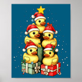 Cute Rubber Ducks Le Duckie Christmas Tree Xmas Ha ポスター (正面)
