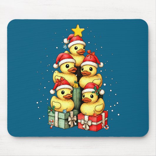 Cute Rubber Ducks Le Duckie Christmas Tree Xmas Ha マウスパッド (正面)