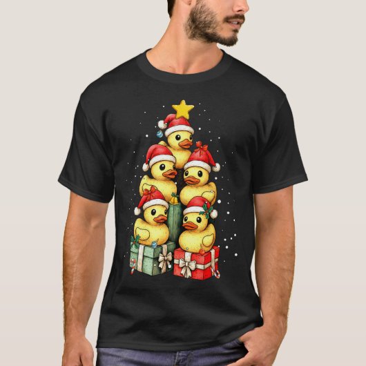 Cute Rubber Ducks Le Duckie Christmas Tree Xmas Ha Tシャツ (正面)