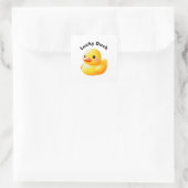 Cute Rubber Ducky with Customizable Text スクエアシール (バッグ)