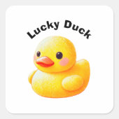 Cute Rubber Ducky with Customizable Text スクエアシール (正面)