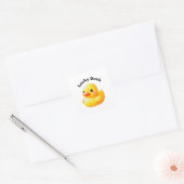 Cute Rubber Ducky with Customizable Text スクエアシール (封筒)