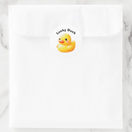 Cute Rubber Ducky with Customizable Text ラウンドシール (バッグ)