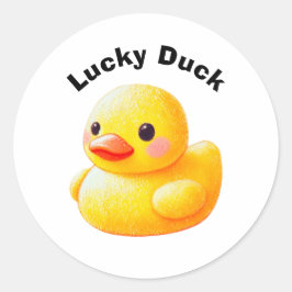 Cute Rubber Ducky with Customizable Text ラウンドシール