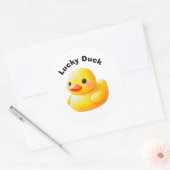 Cute Rubber Ducky with Customizable Text ラウンドシール (封筒)
