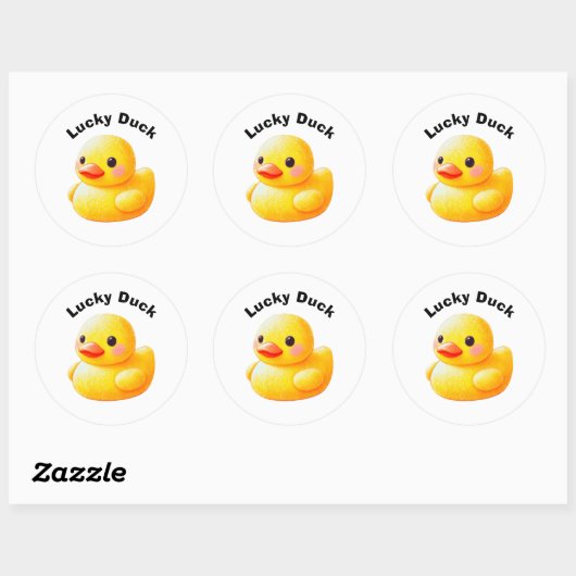 Cute Rubber Ducky with Customizable Text ラウンドシール (シート)