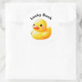Cute Rubber Ducky with Customizable Text ラウンドシール (バッグ)