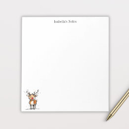 Cute Rudolph Reindeer Christmas Illustration ノートパッド