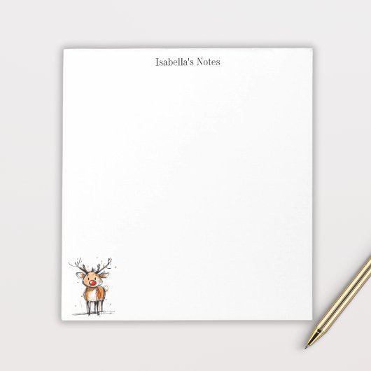 Cute Rudolph Reindeer Christmas Illustration ノートパッド