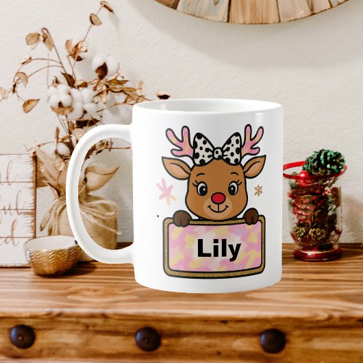 Cute Rudolph Reindeer Christmas Mug for Kids コーヒーマグカップ