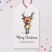 Cute Rudolph Reindeer Merry Christmas ギフトタグ