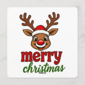 Cute Rudolph Reindeer Merry Christmas 招待状 (裏面)