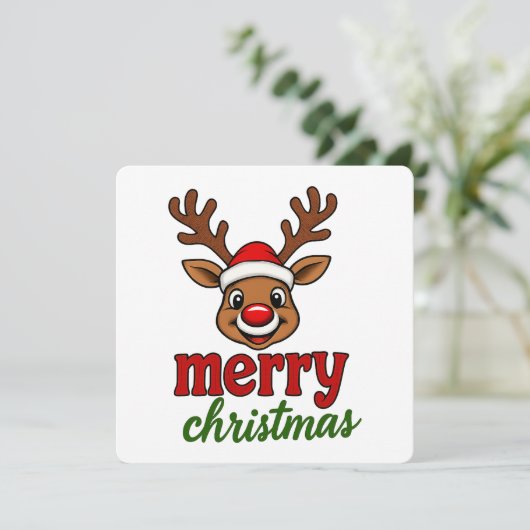 Cute Rudolph Reindeer Merry Christmas 招待状 (スタンド正面)
