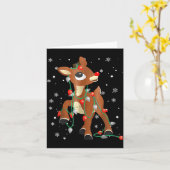 Cute Rudolph The Red Nose Reindeer For Kids Christ カード (黄色い花)