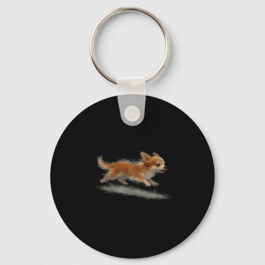 Cute running dog funny chihuahua running art meme キーホルダー (正面)