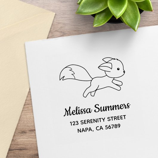 Cute Running Fox Address ラバースタンプ