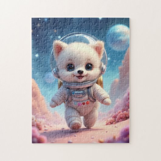 Cute Running Puppy Astronaut Jigsaw Puzzle ジグソーパズル (縦)