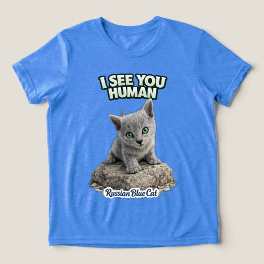Cute Russian Blue Kitten – Funny Quote トライブレンドＴシャツ (デザイン正面)