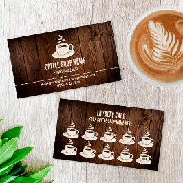 Cute Rustic Cafe Coffee Shop Rewards Loyalty Card ロイヤリティカード