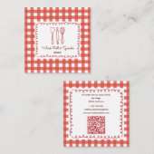 Cute Rustic Farmhouse Gingham Bakery スクエア名刺 (正面/裏面)