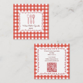 Cute Rustic Farmhouse Gingham Bakery スクエア名刺
