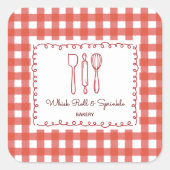 Cute Rustic Farmhouse Gingham Bakery Labels スクエアシール (正面)