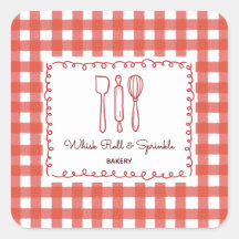 Cute Rustic Farmhouse Gingham Bakery Labels