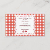 Cute Rustic Farmhouse Gingham Chef 名刺 (裏面)