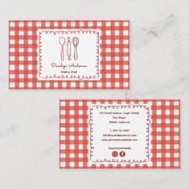 Cute Rustic Farmhouse Gingham Chef 名刺