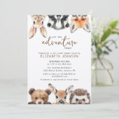 Cute Rustic Forest Woodland Animals Baby Shower 招待状 (スタンド正面)