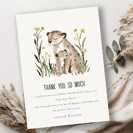 Cute Rustic Mum and Baby Tiger Foliage Baby Shower サンキューカード