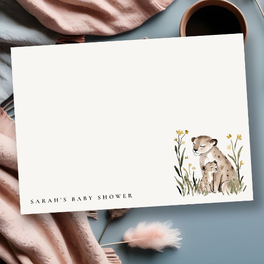 Cute Rustic Mum and Baby Tiger Foliage Baby Shower ノートカード