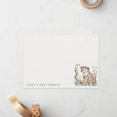 Cute Rustic Mum and Baby Tiger Foliage Baby Shower ノートカード (正面/裏面インサイチュ)