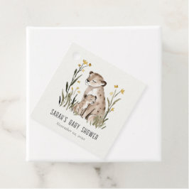 Cute Rustic Mum and Baby Tiger Foliage Baby Shower フェイバータグ