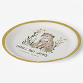 Cute Rustic Mum and Baby Tiger Foliage Baby Shower ペーパープレート (アングル)