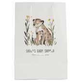 Cute Rustic Mum and Baby Tiger Foliage Baby Shower ミディアムペーパーバッグ (裏面)