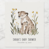 Cute Rustic Mum and Baby Tiger Foliage Baby Shower ワインラベル (シングルラベル)