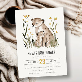 Cute Rustic Mum and Baby Tiger Foliage Baby Shower 招待状