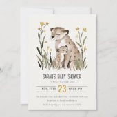 Cute Rustic Mum and Baby Tiger Foliage Baby Shower 招待状 (正面)