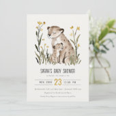 Cute Rustic Mum and Baby Tiger Foliage Baby Shower 招待状 (スタンド正面)