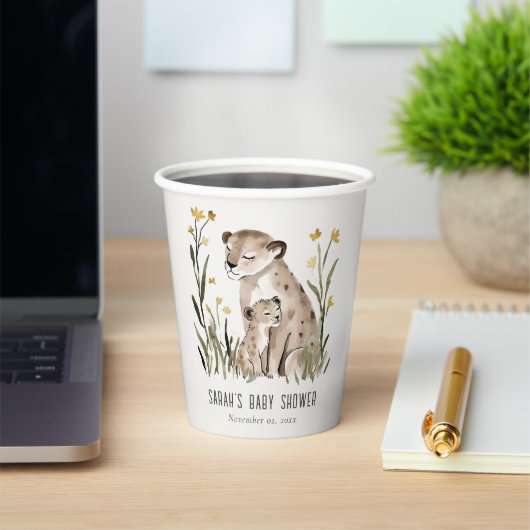 Cute Rustic Mum and Baby Tiger Foliage Baby Shower 紙コップ (インサイチュ)
