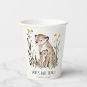 Cute Rustic Mum and Baby Tiger Foliage Baby Shower 紙コップ (裏面)