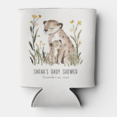 Cute Rustic Mum and Baby Tiger Foliage Baby Shower 缶クーラー (正面)