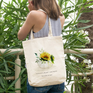 Cute Rustic Sunflower Pumpkin Floral Baby Shower トートバッグ