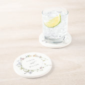 Cute Rustic Yellow Meadow Floral Wreath Wedding コースター (側面)