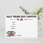 Cute RVヴィンテージポップアップキャンパートラベルトレーラー 招待状 (スタンド正面)