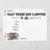 Cute RVヴィンテージポップアップキャンパートラベルトレーラー 招待状 (正面/裏面)