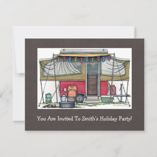 Cute RVヴィンテージポップアップキャンパートラベルトレーラー 招待状 (正面)